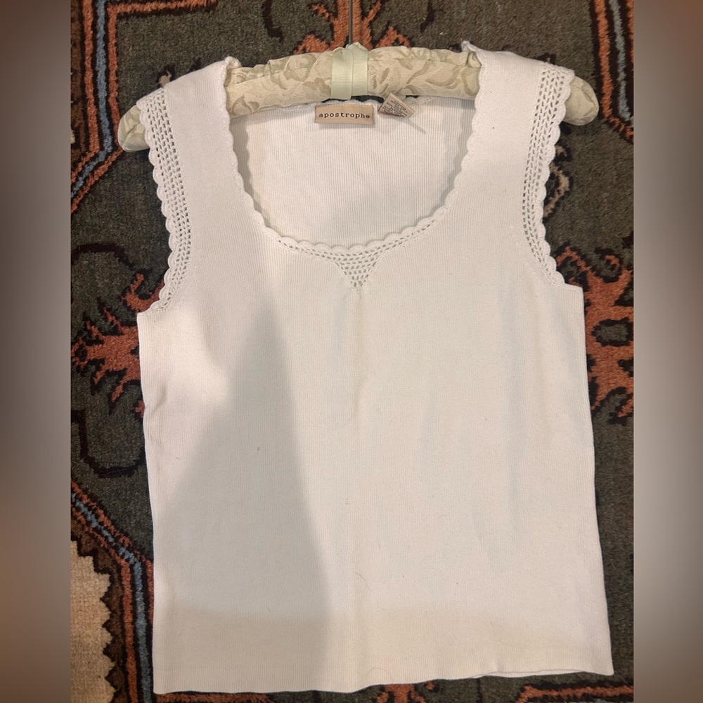 Apostrophe White Sleeveless Top